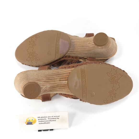 Pikolinos Leather Open Toe Casual Heel Sandals Womens Size 7 37 Brown - Picture 9 of 9